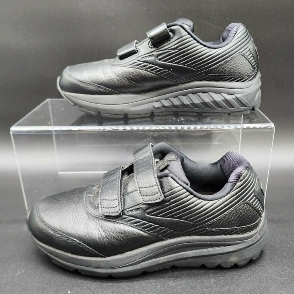Brooks Addiction Walker V-Strap 2 Black Leather Walking Shoes Sneakers Womens 7